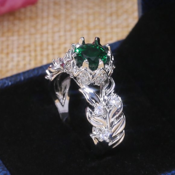 "Handmade Round Green Emerald 925 Silver Ring for Women, FB16FA1025 - Picture 7 of 7